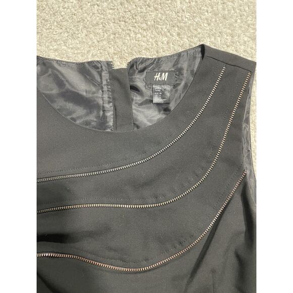 H&M Black knee length Sheath Dress Women's Size 8 Zipper design detail - lined! - Picture 5 of 8